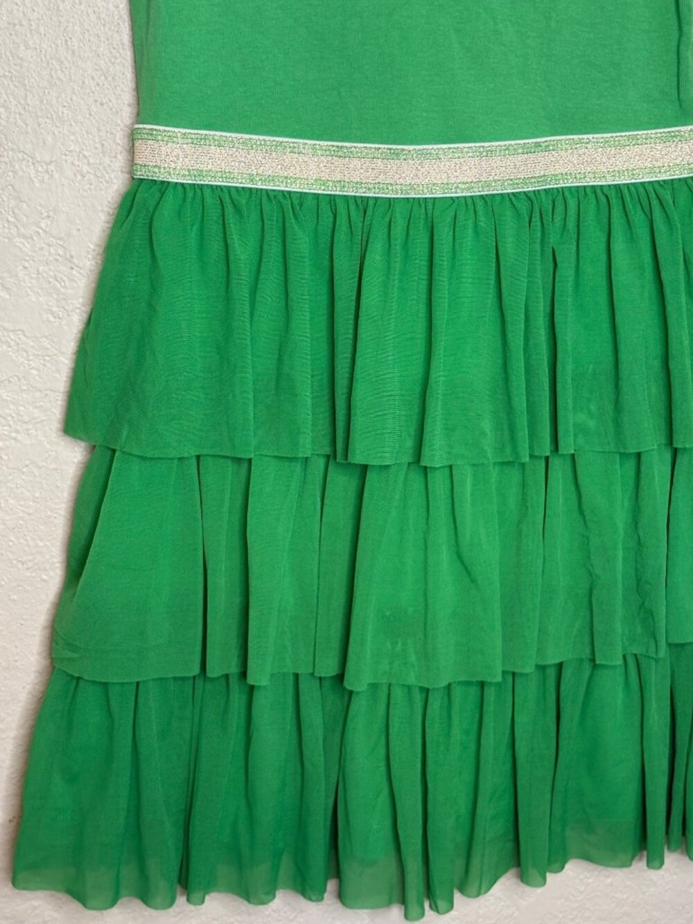 Hanna Andersson Green Girls Tiered Tank Dress With Sparkle Waistband Size 130 - Picture 8 of 9